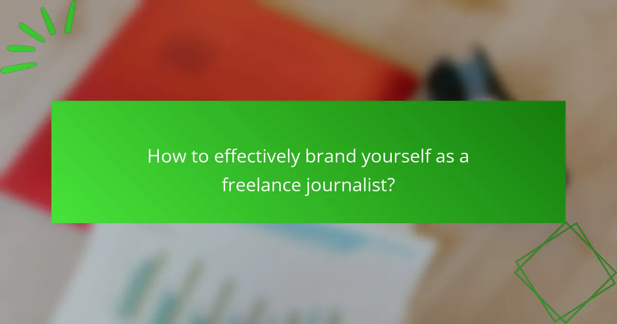 How to effectively brand yourself as a freelance journalist?